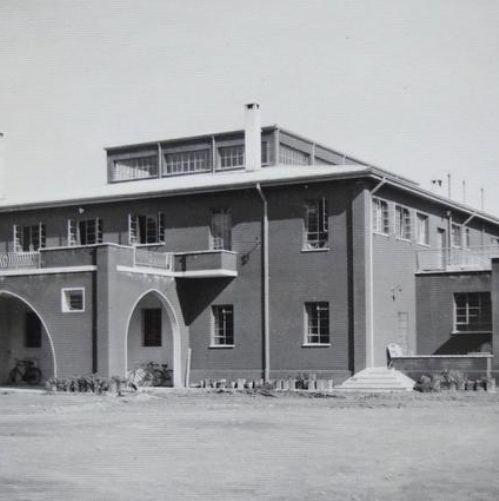 Photo of the school main entrance 1954